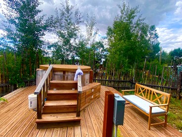Charming Log Cabin Rental on Eco-Farm near Taos Ski Valley - Taos Ski Valley, New Mexico - glamping.directory