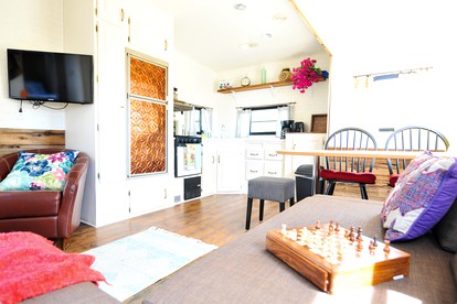 Rustic Trailer Rental on the Shores of Bridgeport Reservoir, California - Bridgeport, California - glamping.directory