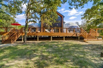 Spectacular Two Domes and Lofted Cabin Union with Breathtaking Deck and Indoors in Elgin, Texas - Elgin, Texas - glamping.directory