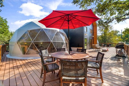 Spectacular Two Domes and Lofted Cabin Union with Breathtaking Deck and Indoors in Elgin, Texas - glamping.directory