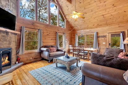 Rustic Smoky Mountain Cabin with Firepit & Game Room near Lake Douglas, Sevierville TN - Pittman Center, Tennessee - glamping.directory