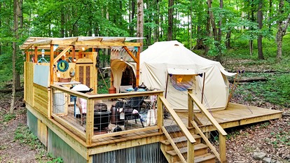 Beautiful Eco-Friendly Bell Tent with Fantastic Amenities for a Unique Glamping Escape near Fresno, Ohio - glamping.directory