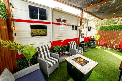 Bright Retro Family Trailer with Vintage Charm & Private Yard Near San Diego Attractions, El Cajon CA - glamping.directory