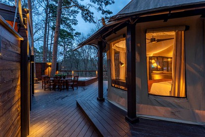 Serenity for Friends: Luxe Tented Cabin and Hot Tub Delight in Hot Springs, AR - Hot Springs National Park, Arkansas - glamping.directory