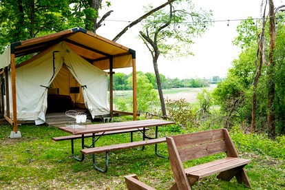 Three Rustic Glamping Tents for a Unique Group Adventure in Nature in Troy, Wiconsin - glamping.directory
