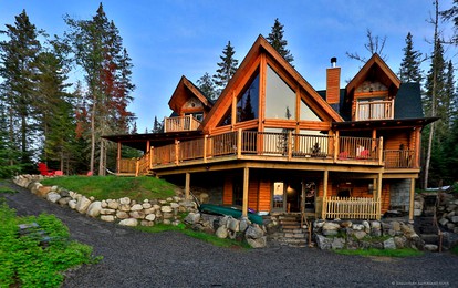 Experience Hilltop Privacy in a Luxury Log Home with Epic Mountain Views in Lake Placid, NY - glamping.directory