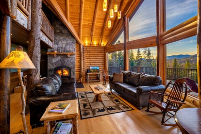 Experience Hilltop Privacy in a Luxury Log Home with Epic Mountain Views in Lake Placid, NY - Lake Placid, New York - glamping.directory