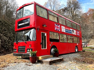 Feel Like Royalty in this Luxurious London Bus near Bryson City, North Carolina - glamping.directory