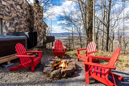 Stone Cabin with Amazing Views, Hot Tub, Fire Pit and Game Room Perfect for Your Gerrardstown, WV Getaway - Gerrardstown, West Virginia - glamping.directory