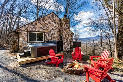 Stone Cabin with Amazing Views, Hot Tub, Fire Pit and Game Room Perfect for Your Gerrardstown, WV Getaway - glamping.directory