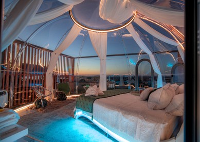 Epic Treehouse Escape with Multi-Level Deck & Hanging Bed in Cottonwood, Texas - Cottonwood Shores, Texas - glamping.directory