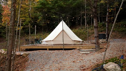 Secluded Rustic Chic Glamping Escape with Canvas Bell Tent and Tree Canopy in Waynesville, North Carolina - glamping.directory
