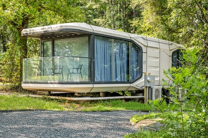 Futuristic Pod Glamping Retreat with Pond Views in South Carolina - Saint Stephen, South Carolina - glamping.directory