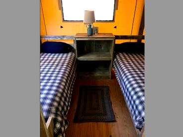 Large, Fully Equipped Safari Tent Nestled in the Woods of Eden, Bar Harbor, Maine, Perfect for a Family Glamping Retreat - Bar Harbor, Maine - glamping.directory