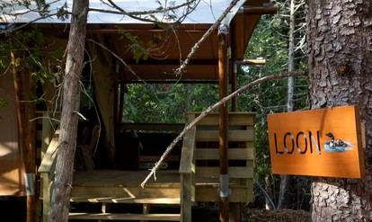 Large, Fully Equipped Safari Tent Nestled in the Woods of Eden, Bar Harbor, Maine, Perfect for a Family Glamping Retreat - Bar Harbor, Maine - glamping.directory