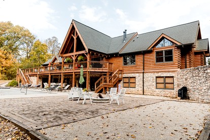 Luxurious Cabin Retreat with Heated Pool and Scenic Creek Views in Wayne Township, IN - Wayne Township, Indiana - glamping.directory