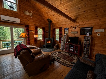 Rustic-Chic Cabin Getaway with Trails, Stream & Peaceful Setting in Shirley, Maine - Shirley, Maine - glamping.directory