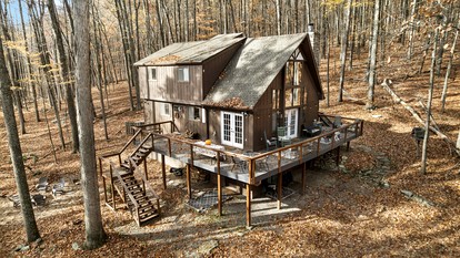 Beautiful A Frame Surrounded by Trees and Fire Pit Provided in Rock Gap, West Virginia - Rock Gap, West Virginia - glamping.directory