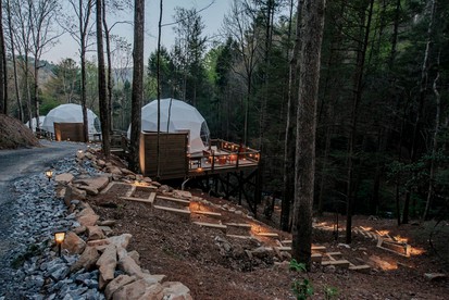 Georgia's Trendy Family Escape: Dome with Private Hot Tub in Cherry Log - Cherry Log, Georgia - glamping.directory