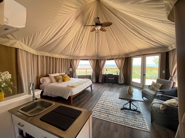 Scenic Hill Country Safari Tent Retreat with Hot Tub near Lake Travis in Marble Falls, Texas - Travis County, Texas - glamping.directory