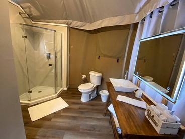 Scenic Hill Country Safari Tent Retreat with Hot Tub near Lake Travis in Marble Falls, Texas - Travis County, Texas - glamping.directory