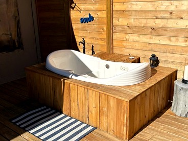 Scenic Hill Country Safari Tent Retreat with Hot Tub near Lake Travis in Marble Falls, Texas - Travis County, Texas - glamping.directory