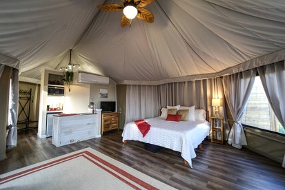 Scenic Hill Country Safari Tent Retreat with Hot Tub near Lake Travis in Marble Falls, Texas - Travis County, Texas - glamping.directory