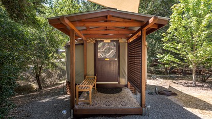 Cozy Romantic Yurt Rental in Woodlands near California Beach Town of Cayucos - Cayucos, California - glamping.directory