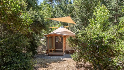 Cozy Romantic Yurt Rental in Woodlands near California Beach Town of Cayucos - Cayucos, California - glamping.directory