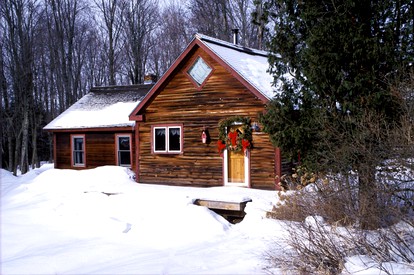 Romantic Cabin Rental on Four-Acre Property with Wood Stove near Burlington, Vermont - Stowe, Vermont - glamping.directory