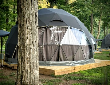 Starlit Geodesic Dome Haven Overlooking a Mountain River in New York’s Catskills - glamping.directory