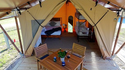 Scenic Glamping Home with Lakeside Marina Access Near Lake Livingston in Point Blank, Texas - Onalaska, Texas - glamping.directory