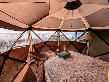 Waterfront Glamping Tent at Clothing Optional Glamping Resort on Lake George, Flordia - Seville, Florida - glamping.directory