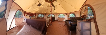Rustic Bell Tent Rental with a Fire Pit for a Glamping Getaway in Nature near San Antonio, Texas - Pipe Creek, Texas - glamping.directory