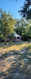 Rustic Bell Tent Rental with a Fire Pit for a Glamping Getaway in Nature near San Antonio, Texas - glamping.directory