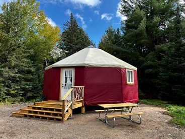 Cozy Woodland Yurt Retreat with Firepit & Kitchenette near Orr, Minnesota - glamping.directory