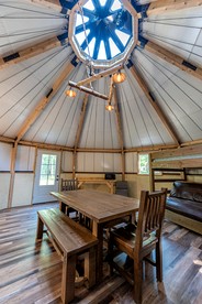 Cozy Woodland Yurt Retreat with Firepit & Kitchenette near Orr, Minnesota - Orr, Minnesota - glamping.directory