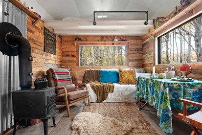 Off-Grid Tiny Cabin Retreat with Fire Pit & Forest Views in Bovina, New York - Bovina, New York - glamping.directory