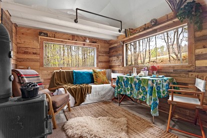 Off-Grid Tiny Cabin Retreat with Fire Pit & Forest Views in Bovina, New York - Bovina, New York - glamping.directory