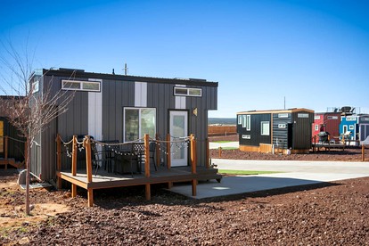 Secluded Bliss: Contemporary Tiny House with Deck in Apple Valley - Apple Valley, Utah - glamping.directory