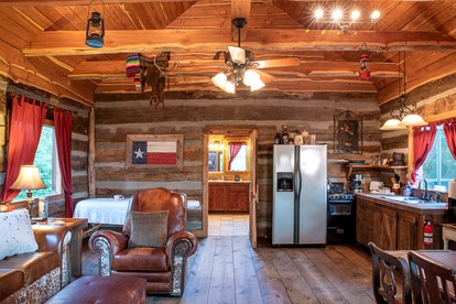 Log Cabin with Private Hot Tub for Rural Getaway near Downtown Brenham, Texas - Brenham, Texas - glamping.directory