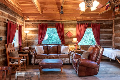 Log Cabin with Private Hot Tub for Rural Getaway near Downtown Brenham, Texas - Brenham, Texas - glamping.directory