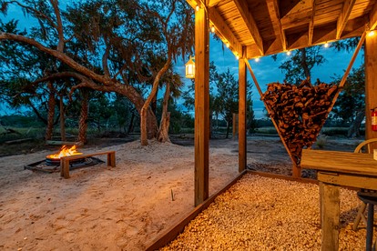 Secluded Treehouse Tent Retreat on the Marsh with Outdoor Dining, Grilling Gear, Games, Views in Townsend, Georgia - Townsend, Georgia - glamping.directory