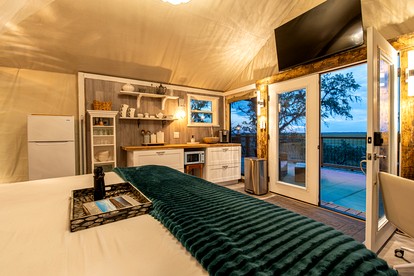 Secluded Treehouse Tent Retreat on the Marsh with Outdoor Dining, Grilling Gear, Games, Views in Townsend, Georgia - Townsend, Georgia - glamping.directory