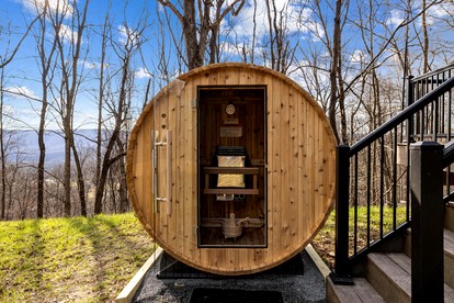 Rustic-Modern Cabin Escape with Hot Tub & Sauna in Great Cacapon, West Virginia - Great Cacapon, West Virginia - glamping.directory
