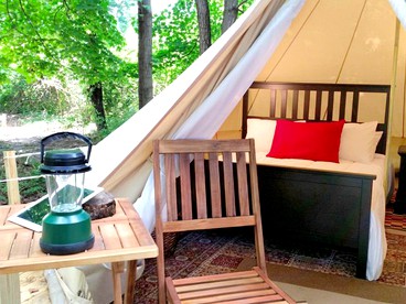 Riverside Bell Tents near Delaware Water Gap for Getaways in Pennsylvania - Shawnee on Delaware , Pennsylvania - glamping.directory