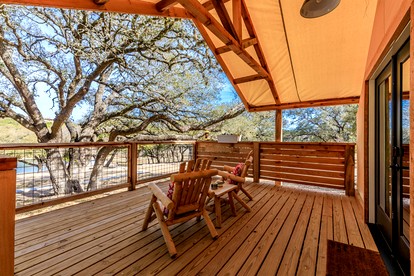 Glamping Vacations in a Luxury Tented Cabin near River Guadalupe, in Ingram, Texas - Hunt, Texas - glamping.directory