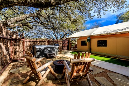 Glamping Vacations in a Luxury Tented Cabin near River Guadalupe, in Ingram, Texas - Hunt, Texas - glamping.directory
