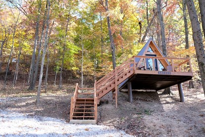 Rustic Tree A-Frame with Original Design by Tappan Lake in Ohio - Deersville, Ohio - glamping.directory