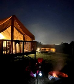 Sensational Tented Cabin Nestled Amidst Trees and Fire Pit Provided in Logan, Ohio - Logan, Ohio - glamping.directory